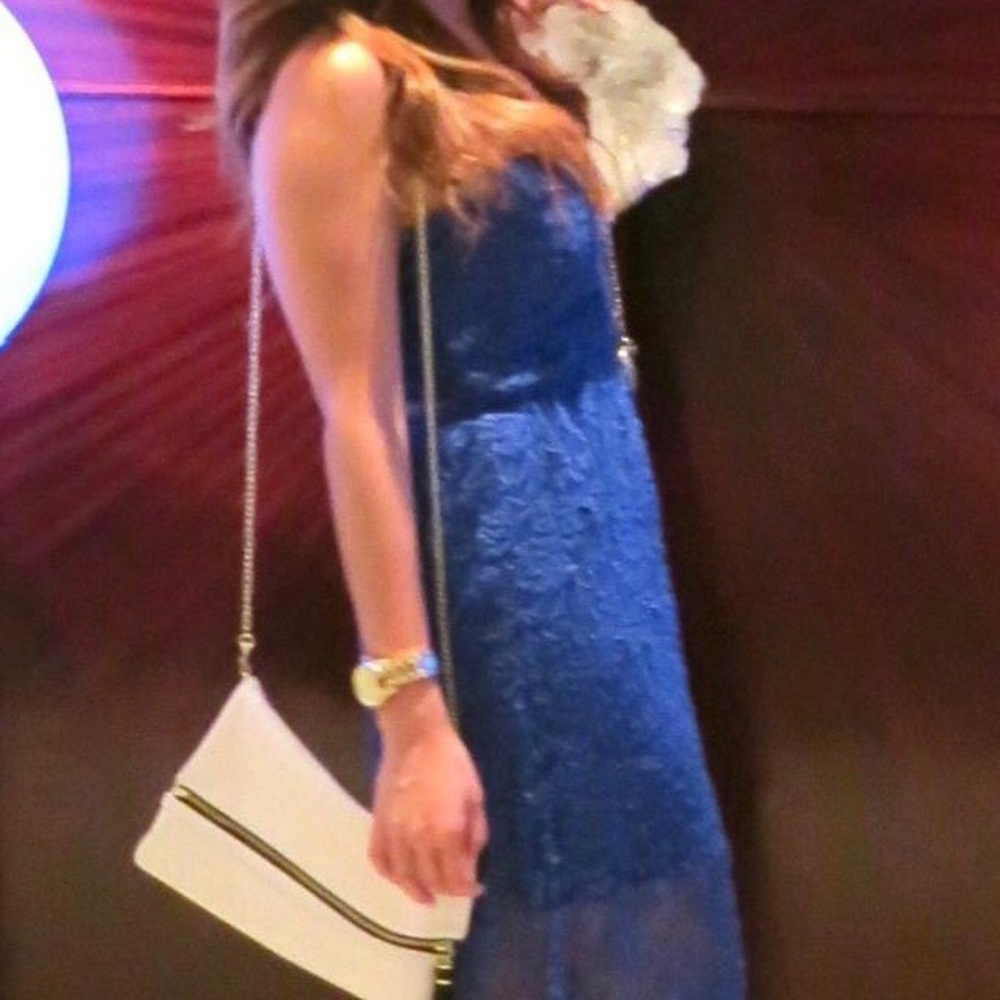 Blue Lace Maxi Tube Dress